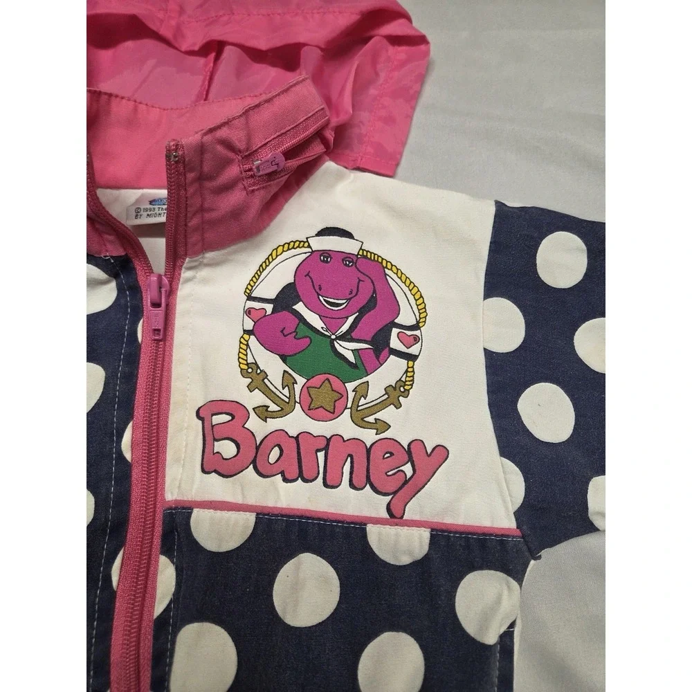 Vintage 1993 Barney the Dinosaur Track Windbreaker Jacket Size 12 Months